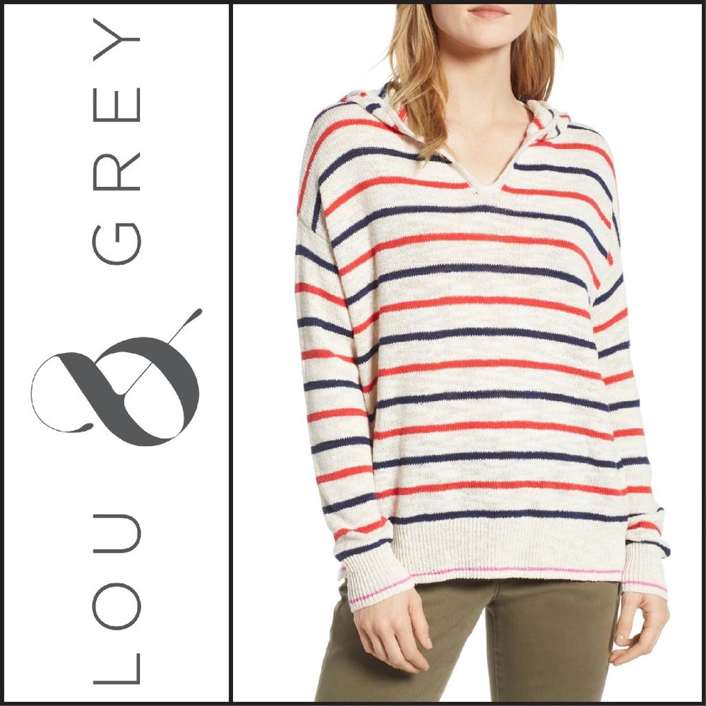 NWT { Lou & Grey } Striped Hoodie Sweater